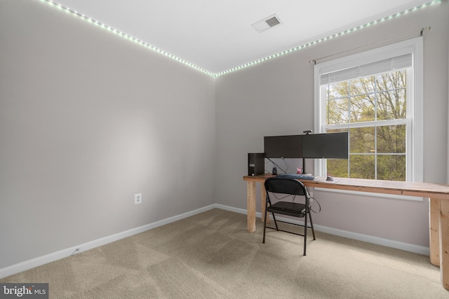 63 Woodleigh Ln, Stafford, VA 22556 - office space featuring baseboards, carpet flooring, a wealth of natural light, and visible vents