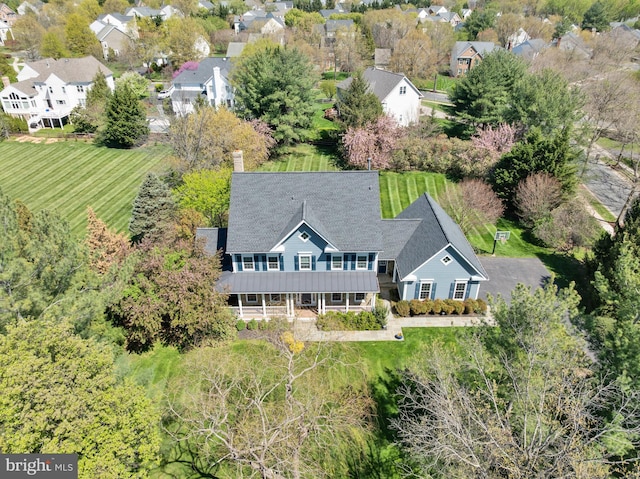 aerial view with a residential view