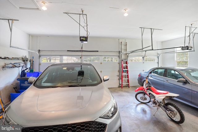 garage with a garage door opener