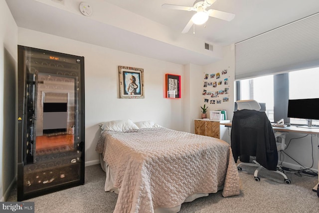 1021 N Garfield St Unit 831, Arlington, VA 22201 - carpeted bedroom featuring baseboards, ceiling fan, and visible vents