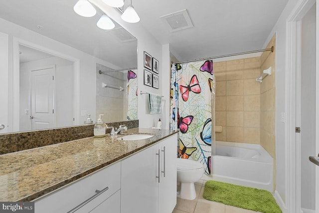 1021 N Garfield St Unit 831, Arlington, VA 22201 - full bath featuring shower / bath combo, visible vents, toilet, vanity, and tile patterned flooring