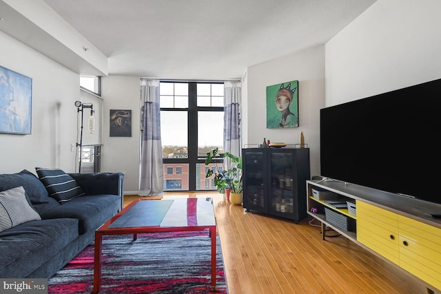 1021 N Garfield St Unit 831, Arlington, VA 22201 - living room featuring expansive windows and wood finished floors
