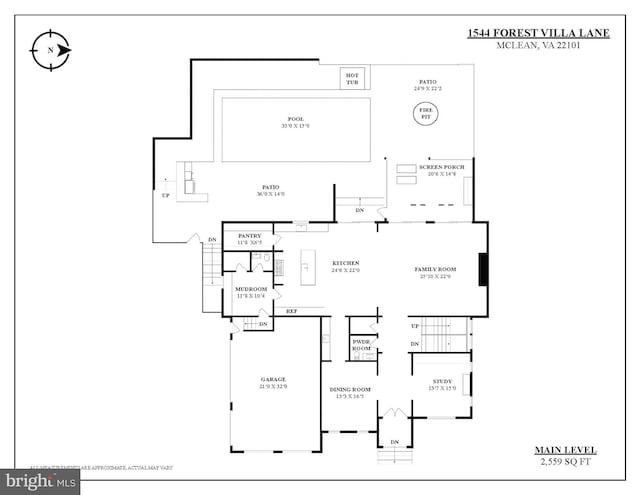 1544 Forest Villa Ln, Mclean, VA 22101 - property floor plan