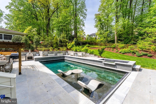 1544 Forest Villa Ln, Mclean, VA 22101 - outdoor pool with a patio area, a fenced backyard, and grilling area