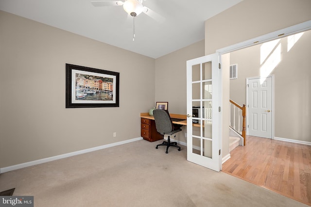 304 S Heron Gull Ct, Ocean City, MD 21842 - office space featuring baseboards, visible vents, carpet flooring, and a ceiling fan