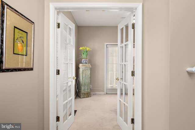 304 S Heron Gull Ct, Ocean City, MD 21842 - corridor with carpet flooring, baseboards, and french doors