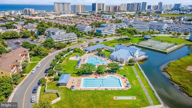 304 S Heron Gull Ct, Ocean City, MD 21842 - aerial view with a water view and a view of city