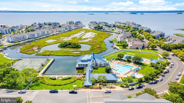 304 S Heron Gull Ct, Ocean City, MD 21842 - bird's eye view with a water view and a residential view