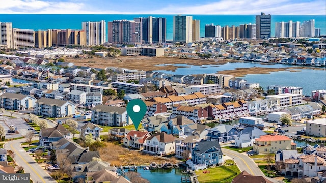 304 S Heron Gull Ct, Ocean City, MD 21842 - birds eye view of property featuring a city view and a water view