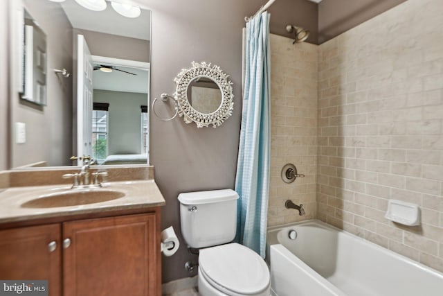 25149 Shultz Ter, Chantilly, VA 20152 - bathroom with a ceiling fan, shower / bathtub combination with curtain, toilet, and vanity