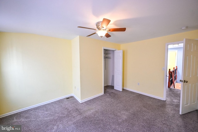 6 N Luzerne Ave, Baltimore, MD 21224 - unfurnished bedroom with carpet flooring, baseboards, a closet, and a ceiling fan