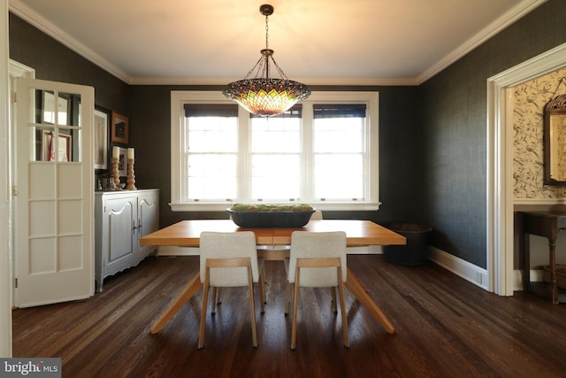 234 W Fairmount Ave, State College, PA 16801 - dining room featuring dark wood-style flooring, plenty of natural light, baseboards, and crown molding