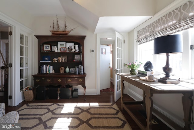 234 W Fairmount Ave, State College, PA 16801 - office with wood finished floors, vaulted ceiling, french doors, and baseboards