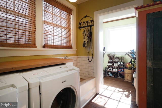 234 W Fairmount Ave, State College, PA 16801 - laundry room with washer and dryer and light wood-style floors