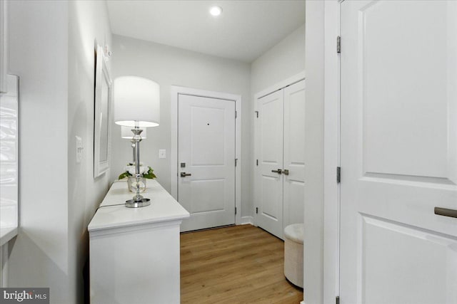 interior space featuring recessed lighting and light wood-type flooring
