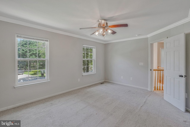 11587 Wollaston Cir, Swan Point, MD 20645 - carpeted empty room with ceiling fan, ornamental molding, and baseboards