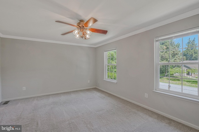 11587 Wollaston Cir, Swan Point, MD 20645 - unfurnished room with healthy amount of natural light, ceiling fan, baseboards, and ornamental molding