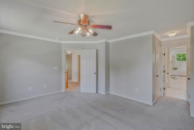 11587 Wollaston Cir, Swan Point, MD 20645 - unfurnished room featuring a ceiling fan, crown molding, baseboards, and carpet flooring