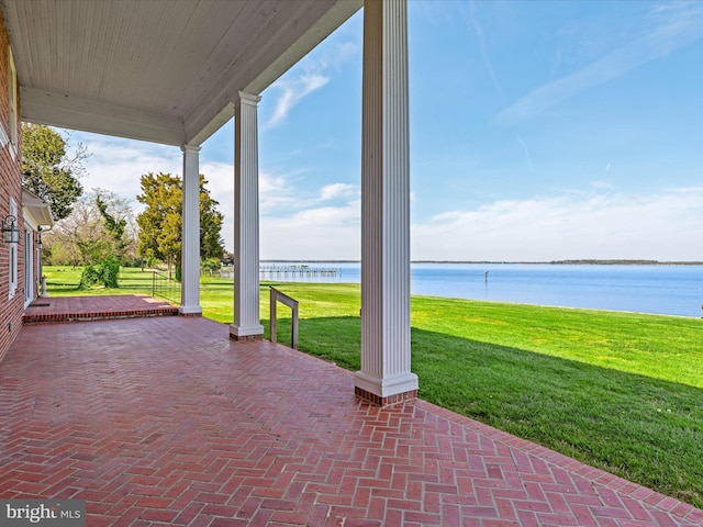 5917 Horns Point Rd, Cambridge, MD 21613 - view of patio / terrace with a water view