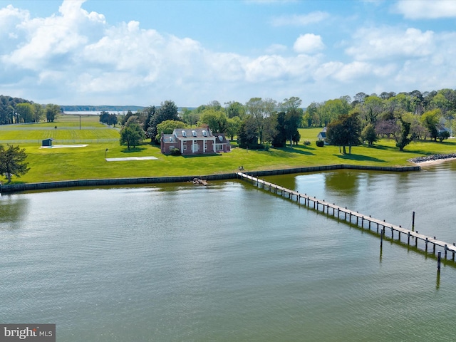 5917 Horns Point Rd, Cambridge, MD 21613 - view of dock with a yard and a water view