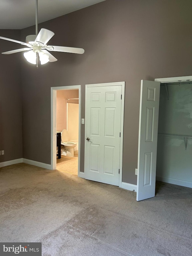 961 Rue Madora, Bear, DE 19701 - unfurnished bedroom featuring ensuite bath, baseboards, a ceiling fan, and carpet floors