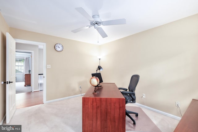 10702 Dundas Oak Ct, Burke, VA 22015 - office featuring light colored carpet, baseboards, and ceiling fan