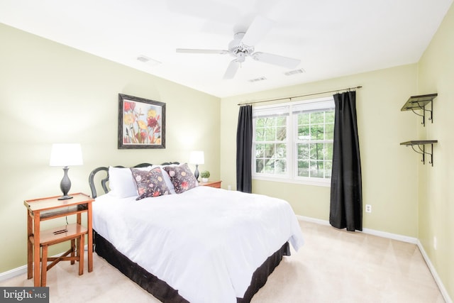 10702 Dundas Oak Ct, Burke, VA 22015 - bedroom featuring light colored carpet, visible vents, baseboards, and ceiling fan