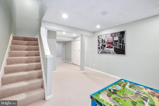 10702 Dundas Oak Ct, Burke, VA 22015 - game room featuring carpet flooring, baseboards, and recessed lighting