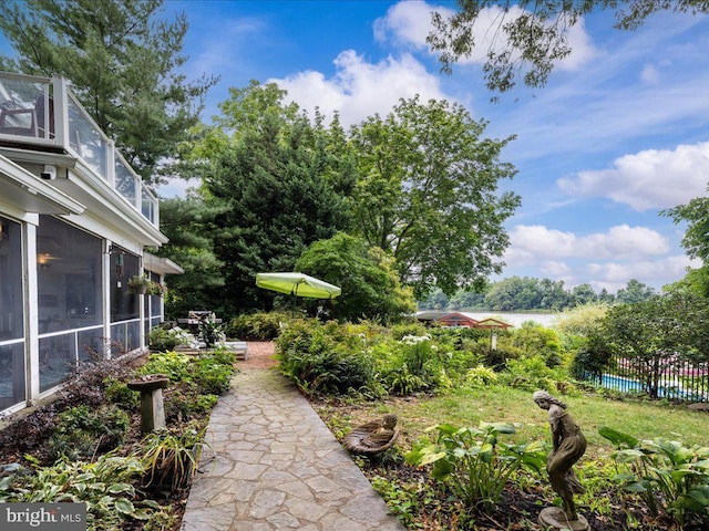 view of yard with a patio and fence