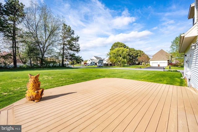 wooden deck with a yard