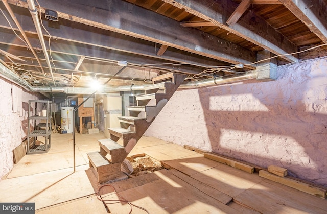 3524 Hickory Ave, Baltimore, MD 21211 - unfinished below grade area featuring water heater and stairs