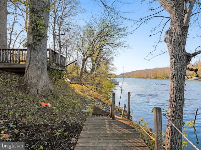 dock area featuring a water view