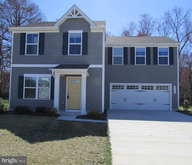 30155 Creekview Cir, Selbyville, DE 19975 - view of front facade with concrete driveway, a front lawn, and an attached garage