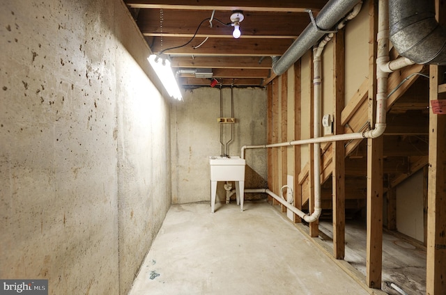 view of unfinished basement