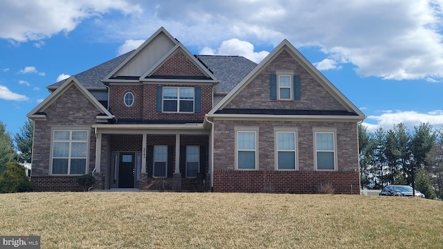 2042 Drovers Ln, Cooksville, MD 21723 - craftsman house with a front lawn, stone siding, board and batten siding, and roof with shingles