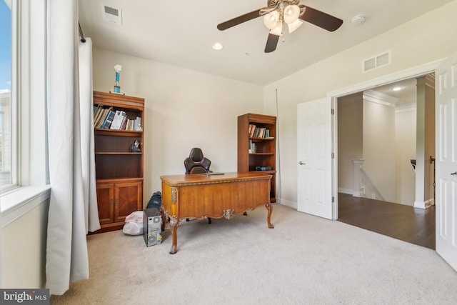 2042 Drovers Ln, Cooksville, MD 21723 - carpeted home office with ceiling fan