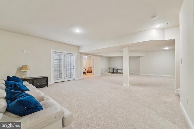 2042 Drovers Ln, Cooksville, MD 21723 - living area featuring baseboards, carpet flooring, and recessed lighting