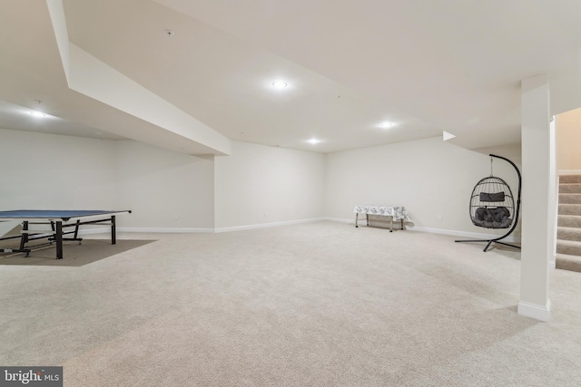 2042 Drovers Ln, Cooksville, MD 21723 - rec room with carpet floors, baseboards, and recessed lighting