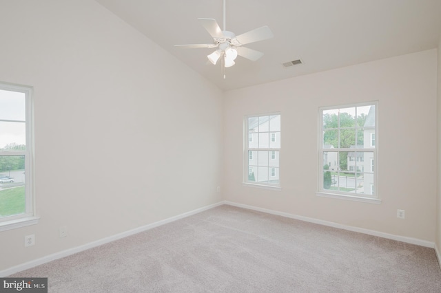 5207 Wyndholme Cir Unit 402, Baltimore, MD 21229 - empty room featuring light colored carpet, visible vents, baseboards, and lofted ceiling