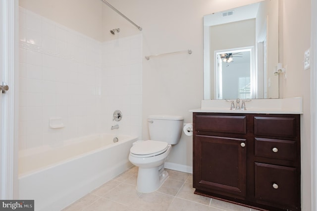 5207 Wyndholme Cir Unit 402, Baltimore, MD 21229 - full bathroom with toilet, a ceiling fan, visible vents, tile patterned flooring, and shower / bathtub combination