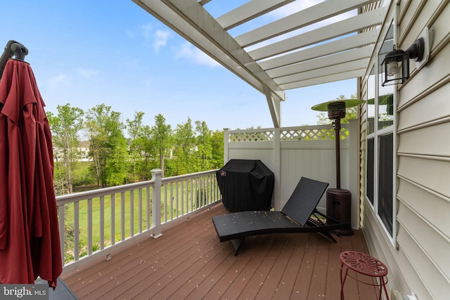 deck featuring a pergola