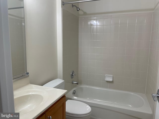 full bath featuring toilet,  shower combination, and vanity