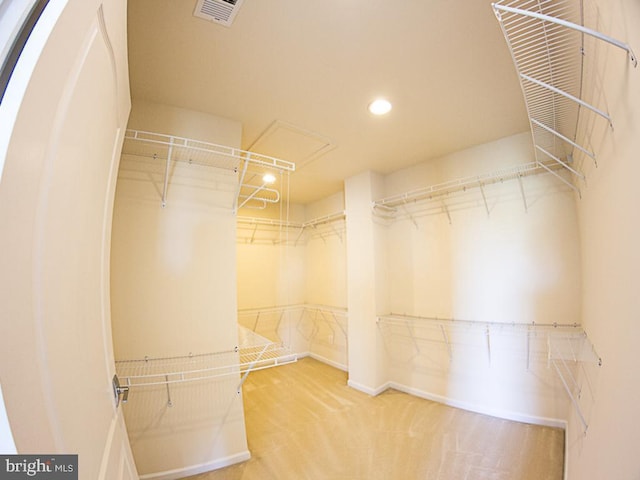 spacious closet featuring visible vents and carpet