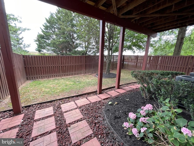 view of yard featuring a fenced backyard
