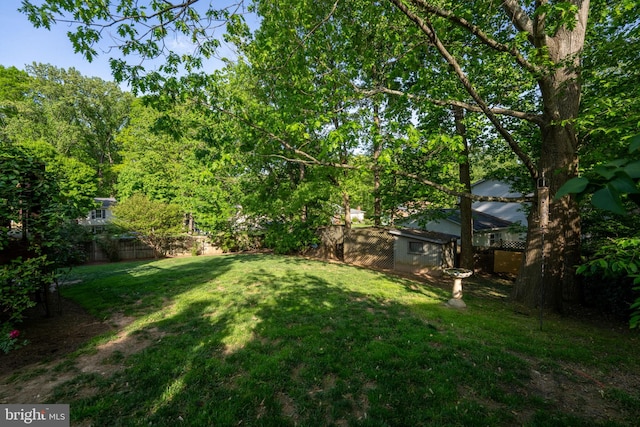 9801 Pulham Rd, Burke, VA 22015 - view of yard featuring a fenced backyard and an outbuilding