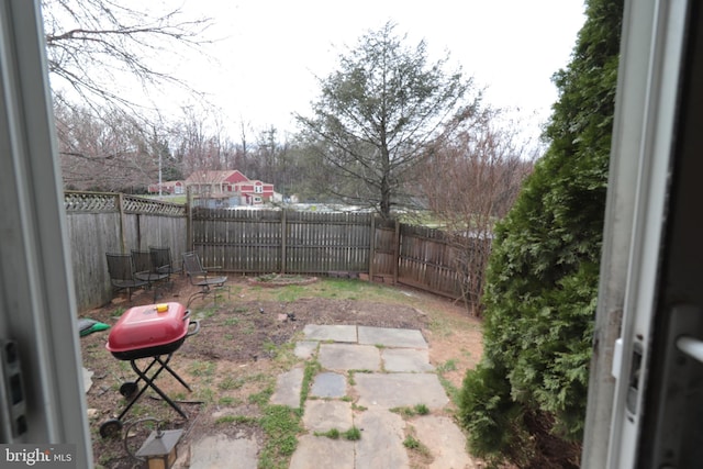 view of yard featuring a fenced backyard
