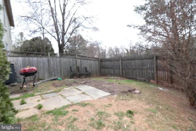 view of yard with a fenced backyard