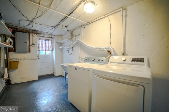laundry room featuring separate washer and dryer and electric panel