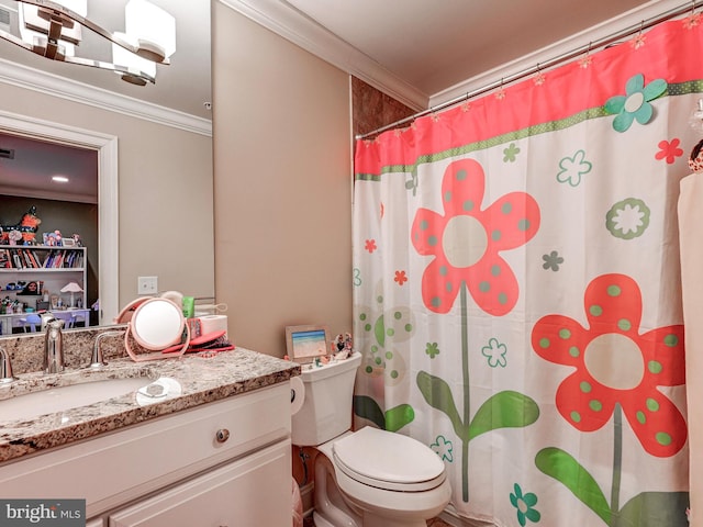 6 Paladia Way, Pikesville, MD 21208 - full bath featuring a shower with curtain, crown molding, toilet, and vanity