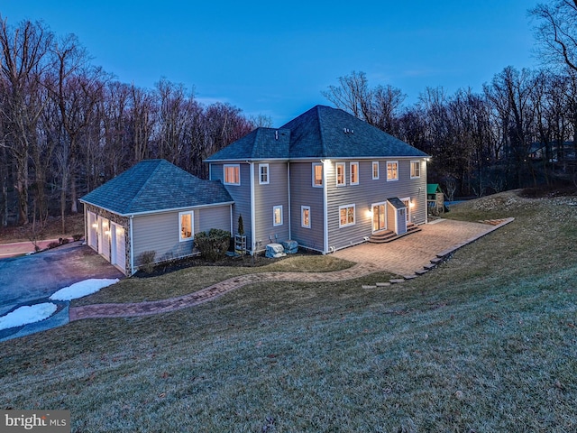 6 Paladia Way, Pikesville, MD 21208 - exterior space with a lawn, driveway, a garage, and roof with shingles